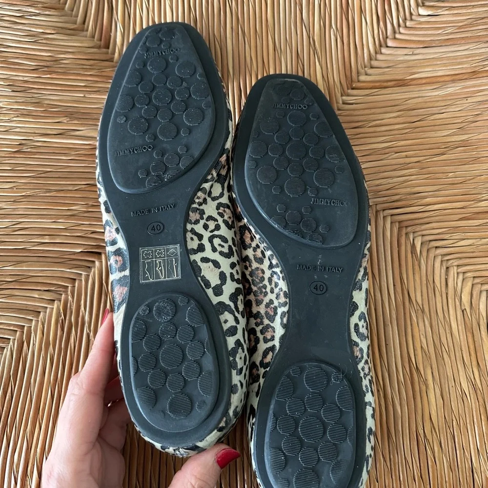 Jimmy Choo Patent Leather Leopard Print Flats - Picture 4 of 8